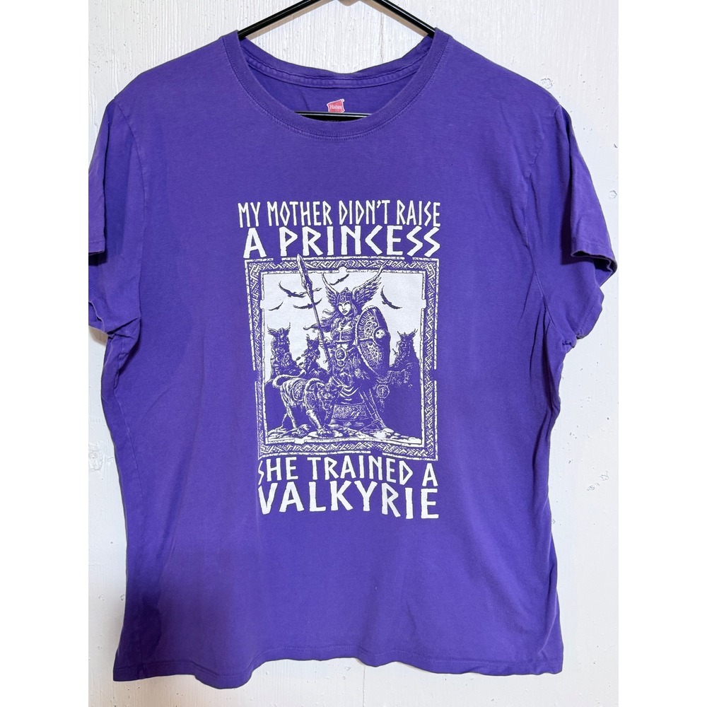 Hanes Graphic T Shirt Women XL Purple Cotton Valkyrie Warrior Myth Classic Tee